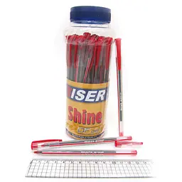Ручка масляна Wiser Shine, 0.6 мм, банку, червона, 30 шт.