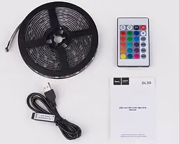 Світлодіодна стрічка Hoco DL30 RGB 4м + пульт (Чорна) - мініатюра 5