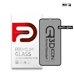 Захисне 3D скло антишпигун для Apple iPhone 12 mini, Icon 3D Anti-spy, 9H, загартоване скло, на весь екран, протиударне, приватне з олеофобним покриттям, сумісне з чохлами, проста установка, ArmorStandart (ARM57577)
