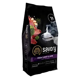 Сухий корм Savory Medium Сейворі для собак середніх порід, зі свіжим ягням та індичкою, 12 кг (арт.30273)
