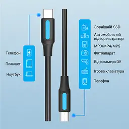 Кабель Vention COWBH USB-C - Mini-USB 2 м чорний (COWBH) - мініатюра 8