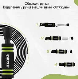 Скакалка швидкісна RDX X2 з обтяжувачами Green 3 м (SRPF-X2GN-10.3FT) - мініатюра 4