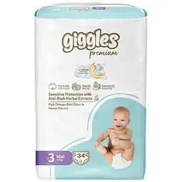 Підгузки Giggles Premium 3 Midi 4-9 кг 34 шт (8680131206896)