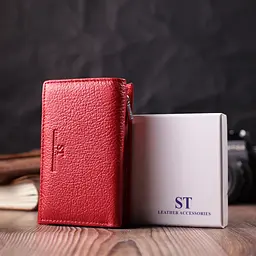 Шкіряний зручний жіночий гаманець у три складання ST Leather 22490 червоний - мініатюра 10