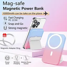 Портативний ЗП Power Bank JJT-A27-1 Gradient PD20W+QC 22.5W з БЗП 10000 mAh Blue / Pink - мініатюра 7