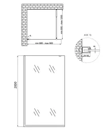 Душова перегородка Qtap Walk-In Standard CRM209.C8 90х200 см, скло Clear 8 мм, покриття CalcLess - мініатюра 7