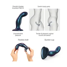 Фалоімітатор Strap-On-Me Dildo Plug Snaky M 15.3 см синій - мініатюра 4