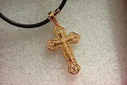Хрестик Xuping Jewelry накладний гладкий на ажурний 3.5 см золотистий - мініатюра 2