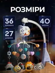 Дитячий мобіль на ліжечко WToys карусель музична для немовлят з таймером проектором з пультом подарунок wtoys колискові мелодії блакитний - мініатюра 3