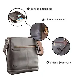 Сумка багатофункціональна чоловіча SHVIGEL 11178 в гладкій шкірі коричневий - мініатюра 4