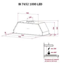 Витяжка повновбудована Perfelli BI 7652 WH 1000 LED - мініатюра 12