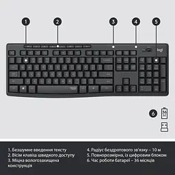Комплект Logitech MK295 Silent UA Graphite (920-009800) - мініатюра 6