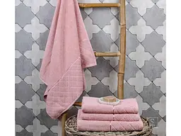 Рушник AISHA 70x140 махровий ЖАККАРД (бордюр РОМБИ) рожевий