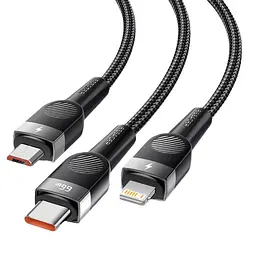 Кабель Essager зарядний 3 в 1 USB 66W Micro + Type C + Lightning 1.2 Black (6975253971800) - мініатюра 3