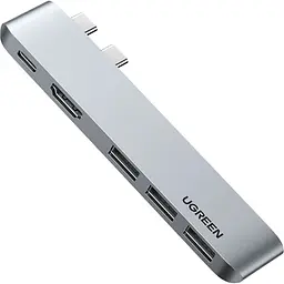 USB-хаб Ugreen 5-in-2 USB C Hub for MacBook Pro/Air Silver (CM251/60559) [72724] - мініатюра 1
