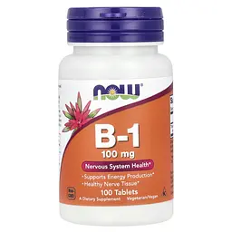 Тіамін, Вітамін В1, Vitamin B-1, 100 мг, 100 таблеток Now Foods vit0002034