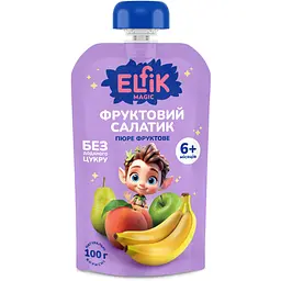 Пюре фруктове Elfik Magic Фруктовий салатик 100 г 9 шт.