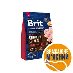 Сухий корм Brit Premium Dog Adult L Брит для дорослих собак великих порід, з куркою, 3 кг (170825/526444)
