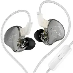 Вакуумні навушники KZ EDC Pro Hi-Fi з потужним басом та мікрофоном (Сірий)