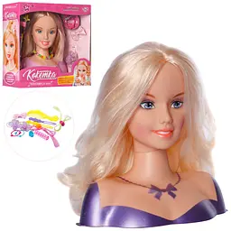 Лялька голова для зачісок 868-3-7 LimoToy, 20 см, гребінець, заколоч, гумочки, в коробці (6903317392902) МІКС