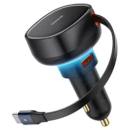 АЗП Baseus Enjoyment Pro PD60W with retractable cables (1USB-A/1C/1L) (C00057802111) Cluster Black