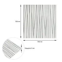 Самоклеюча 3D панель Sticker Wall SW-00001185 Срібні стрічки 700х700х5мм - мініатюра 3