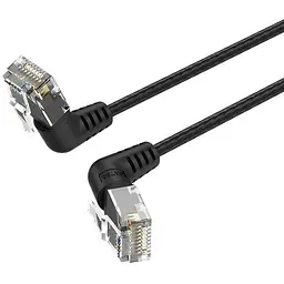 Патч-корд 1.5м, UTP cat 6a RJ-45 90° corner black Vention (IBOBG)