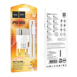 МЗП Hoco C131A Platinum dual-port PD30W+QC3.0 charger set(Type-C to Type-C)(EU) Transparent Black - мініатюра 2