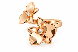 Золота жіноча каблучка Jewellery Continent "Квіти" з діамантами 18.5 (К-0895) - мініатюра 3