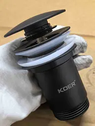 Донний клапан для раковини Koer PW-07-05 з переливом автоматичний Click-Clack 1 1/4″ Чорний KR5785 - мініатюра 9