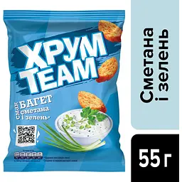 Сухарики ХрумTeam Багет зі смаком сметани та зелені 55 г - мініатюра 2