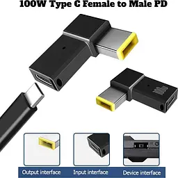 Перехідник STLab USB-C Female to DC Male Jack Square Mouth для Lenovo 10x6mm PD 100W Black [152524] - мініатюра 3