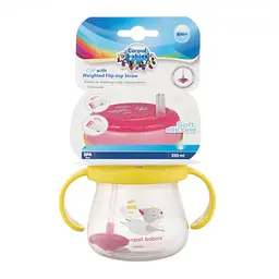 Кружка з силіконовою трубочкою і обтяжувачем Canpol babies Котик, 250 мл, рожевий (56/520) - мініатюра 3