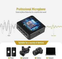 Бездротовий мікрофон Lavalier для iPhone, Android та ПК, міні-мікрофон Bluetooth з клапаном та затискачем для шумоподавлення - мініатюра 5