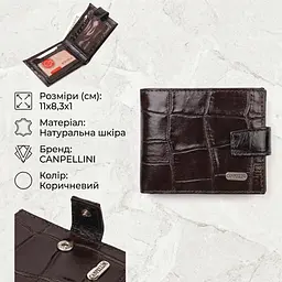 Чоловічий компактний гаманець із натуральної фактурної шкіри Canpellini 21509 коричневий - мініатюра 3