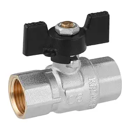 Кран кульовий Kroner 1/2" ВВ PN40 метелик, нікельований (CV033206) - мініатюра 3