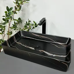 Умивальник VBI Triest black stone matt накладний VBI-012703, Чорний матовий