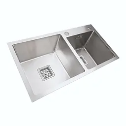 Кухонна мийка на дві чаші Platinum Handmade HDB 750x410x230 нержавійка (квадратний сифон, 3.0/1.0), Нержавіюча сталь - мініатюра 3