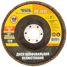 Диск шліфувальний пелюстковий MasterTool 125 мм x Р150 зігнутий