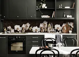 Кухонний фартух Гілка білої орхідеї ПВХ 60х200 см самоклеючий вініловий квіти Бежевий Happy Pocket Z183732 - мініатюра 6
