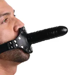 Кляп-фалос зі страпоном Strict Leather Ride Me Mouth Gag, 12х4 см, чорний - мініатюра 3