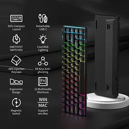Клавіатура MageGee MK-BOX RGB Magnetic Amethyst Switch Black (6971969728646-UA) [164296] - мініатюра 7
