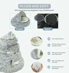 Плюшева лежанка Люпосанчик Green Plush Pet Bed для котів та собак d 100 см - мініатюра 4