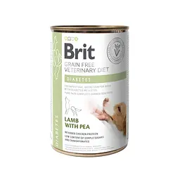 Вологий корм для собак Brit VetDiets Diabetes із захворюванням на цукровий діабет, 400 г (ягня і горошок)