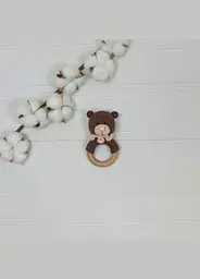 Брязкальце ручної роботи "Ведмедик" a.l.babybox Коричневий-рожевий