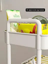 Універсальна пересувна етажерка на коліщатках 360°, 4 яруси, 21.5х32.5х97 см, Зручний стелаж - візок на колесах, Білий - мініатюра 10