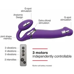 Безремінний страпон з вібрацією Strap-On-Me Vibrating Violet M - мініатюра 2