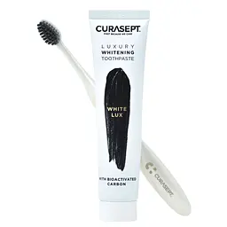 Зубна паста CURASEPT LUXURY WHITENING WHITE, відбілююча, ремінералізуюча з перекисом карбаміду, 75 мл+зубна щітка - мініатюра 2