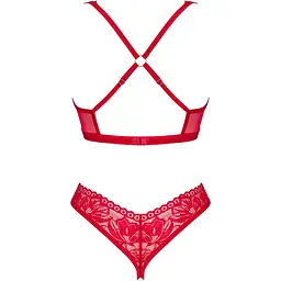Комплект білизни Obsessive Lacelove cupless 2-pcs set M/L Red, відкритий доступ, відкриті груди - мініатюра 4
