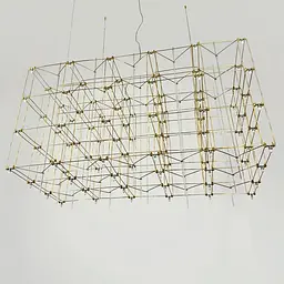 Золота люстра у формі паралелепіпеда 120х60х60 см | Line F | Арт. MJ200-1200*600*600 Titanium - мініатюра 2